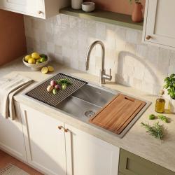 stainless-steel-kitchen-sink-with-wooden-cutting-board